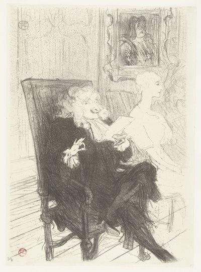 Skuespillere Jules Charles Truffier som Marguerite Moreno i toneelstuk Learned Women Truffier og Moreno i Learned Women av Henri de Toulouse Lautrec