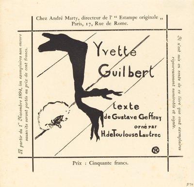 Werbung für das Album Yvette Guilbert von Henri de Toulouse-Lautrec
