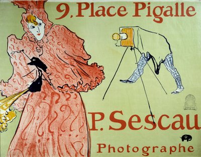 Reklame for fotograf P. Sescau, 9 Place Pigalle i Montmartre. Plakat av Henri De Toulouse Lautrec (1864-1901) av Henri de Toulouse Lautrec