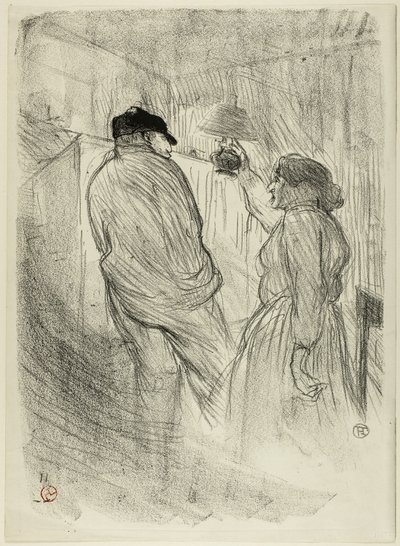 På Théâtre-Libre: Antoine i L#39;Inquiétude av Henri de Toulouse-Lautrec