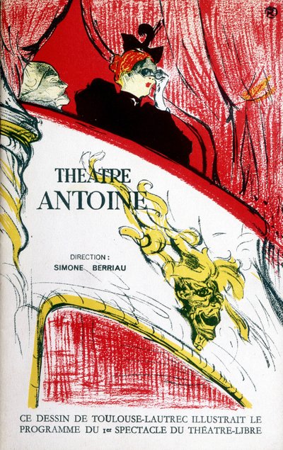 Forside av programmet til teateret Antoine, regissert av Simone Berriau, 1956. Illustrasjon av Toulouse Lautrec av Henri de Toulouse Lautrec