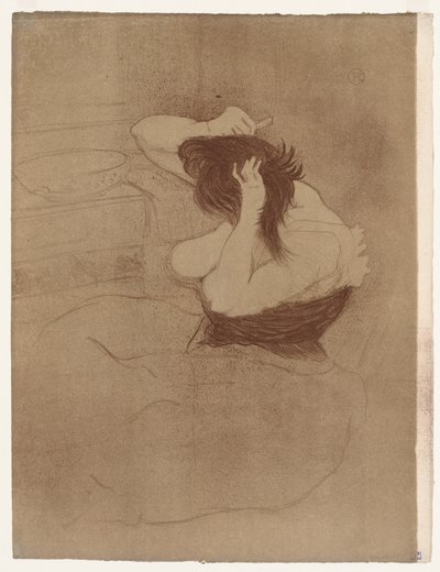Elles: Kvinne som kjemmer håret av Henri de Toulouse-Lautrec