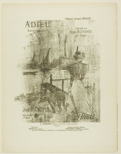 Farvel, fra Mélodies de Désiré Dihau av Henri de Toulouse Lautrec