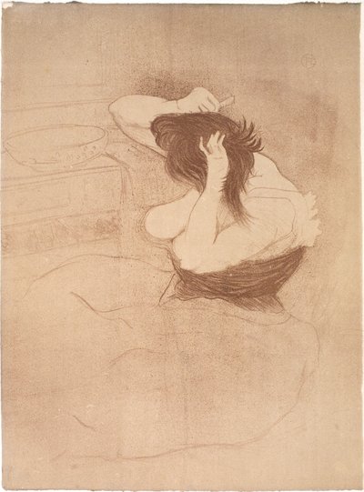 Frau, die sich kämmt, die Frisur von Henri de Toulouse-Lautrec