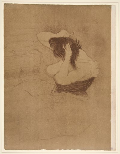 Woman Combing Her Hair, frisyre (Woman Combing Her Hair), fra serien Elles av Henri de Toulouse-Lautrec