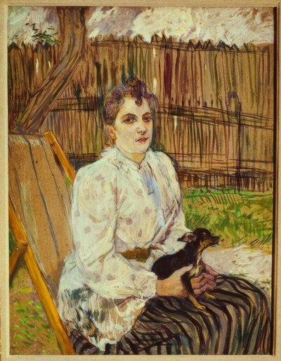 Frau mit Hund von Henri de Toulouse Lautrec
