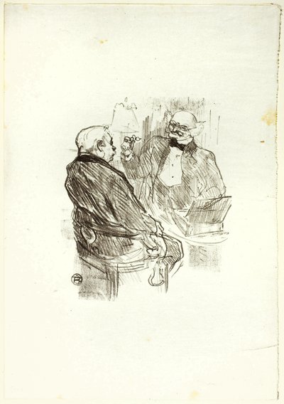 Georges Clemenceau og optomotisten, Mayer, fra Au Pied du Sinaï av Henri de Toulouse Lautrec