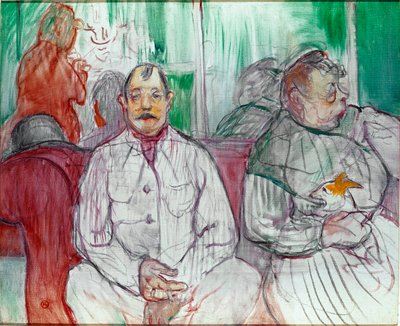 Ham, henne og hunden (par med hund). Maleri av Henri de Toulouse-Lautrec (Toulouse Lautrec av Henri de Toulouse Lautrec