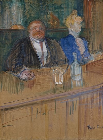 Im Café: Der Patron und die bleichsüchtige Kassiererin von Henri de Toulouse Lautrec