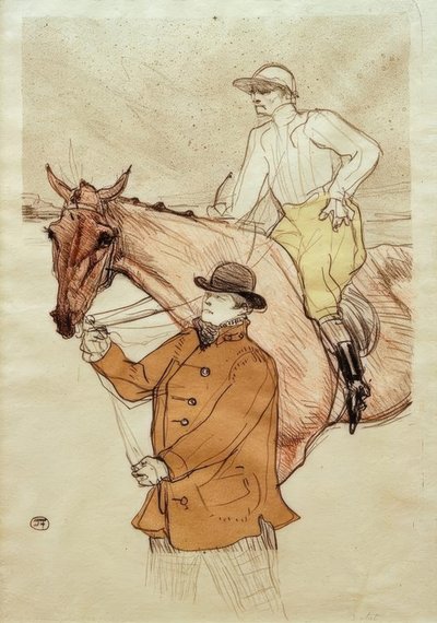 Der Jockey auf dem Weg zum Pfosten von Henri de Toulouse Lautrec
