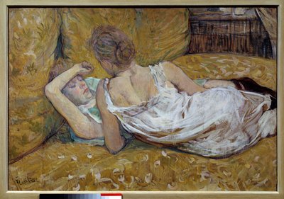 Les deux friendies Unge kvinner liggende på en seng - Maleri av Henri de Toulouse Lautrec (1864-1901) 1895 Collection privee - De to vennene - Maleri av Henri de Toulouse Lautrec (1864-1901) av Henri de Toulouse Lautrec
