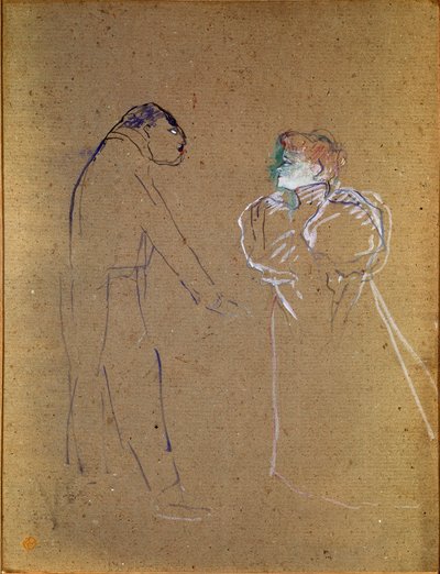 Lucien Germain Guitry (1860-1925) og Jeanne Granier. Tegning av Henri de Toulouse-Lautrec (Toulouse Lautrec av Henri de Toulouse Lautrec
