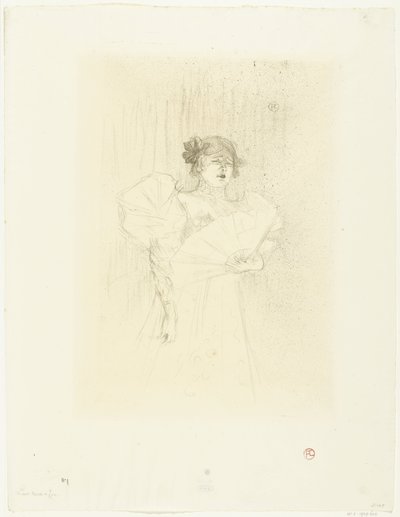 Portrett av skuespillerinnen Luce Myrès med vifte Luce Myres de ansikt av Henri de Toulouse Lautrec