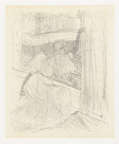 Portrett av skuespillerinnen Yvette Guilbert bøyes for publishk Yvette Guilbert hilser publikum Yvette Guilbert: Engelsk serie (serietittel) av Henri de Toulouse Lautrec