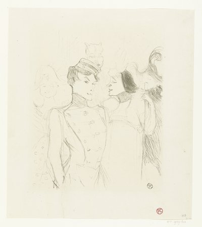 Portrett av skuespillerinnene Marcelle Lender og Eve Lavallière i en revy i Théâtre des Variétés Lender og Lavalliere av Henri de Toulouse Lautrec