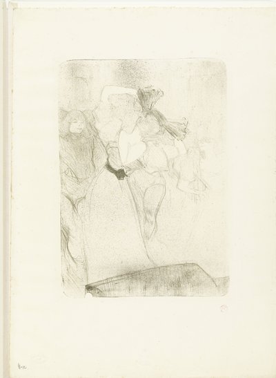 Portrett av sangerinnen Marcelle Lender som danser boléroen i operaen Chilpéric Lender de dos dansant le boléro av Henri de Toulouse Lautrec