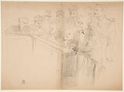 Proc?s Arton, premi?re planche (The Arton Trial, første plate) av Henri de Toulouse-Lautrec
