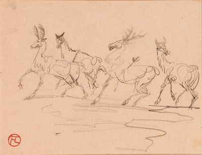 Hirsche und Hirschkühe von Henri de Toulouse Lautrec