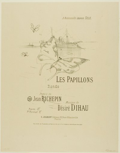 Sommerfuglene, fra Melodier av Désiré Dihau av Henri de Toulouse Lautrec