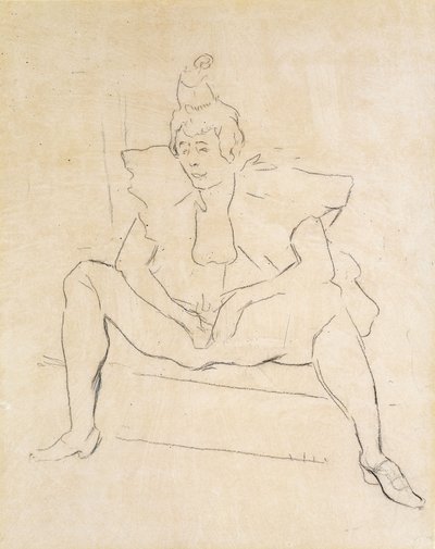 Den sittende klovnen; La Clownesse Assise av Henri de Toulouse Lautrec
