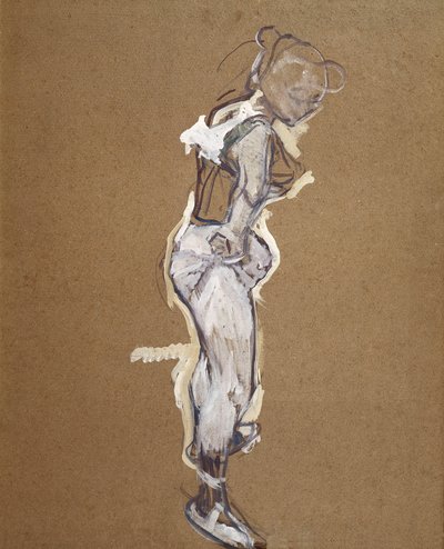 Trapesist justerer tightsen hennes av Henri de Toulouse Lautrec
