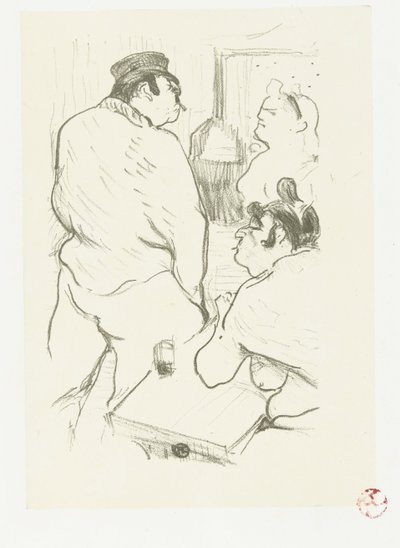 To kvinner og mann på bordell La Terror de Grenelle av Henri de Toulouse Lautrec