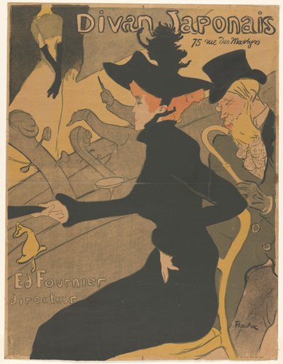 Kvinne og mann blant publikum på en sangforestilling Divan Japonais (tittel på objekt) av Henri de Toulouse Lautrec