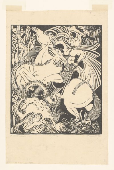 De Drakendooder (original tittel på objekt) av Henri van der Stok (signed by artist)