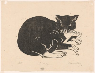 Kat (original tittel på objekt) av Henri van der Stok (signed by artist)