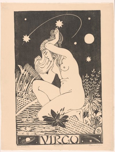 Stjernetegn Jomfruen Jomfruen (tittel på objekt) av Henri van der Stok (signed by artist)