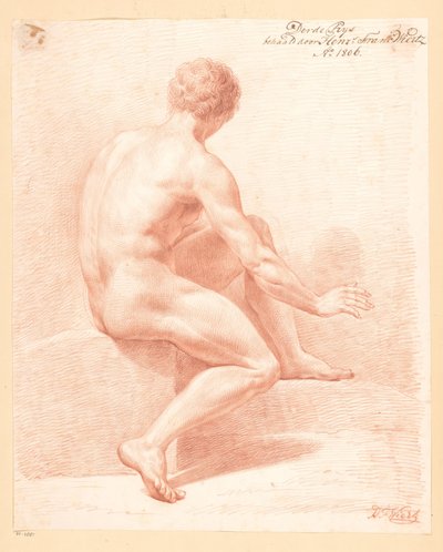 Sittende mann naken, sett fra baksiden (3. pris 1806) av Henricus Franciscus Wiertz