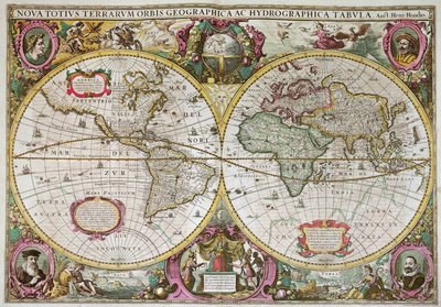 Et nytt land- og vannkart over hele jorden, 1630 av Henricus Hondius II