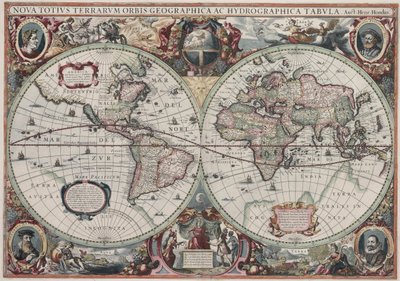 Et nytt kart over hele verden av Henricus Hondius II