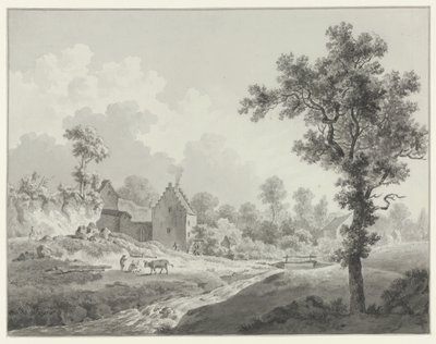 Landskap med en vannmølle på en bekk av Henricus Josephus Antonissen