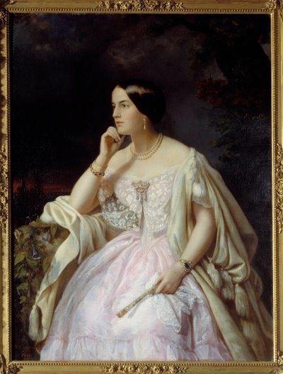 Portrett av frøken Harriet Howard. Portrett av Elizabeth Ann Haryett (1823-1865) Maitress av Napoleon III. Maleri av Henriette Nee Cappelaere Jacott (1800-tallet) av Henriette Jacott Cappellaere
