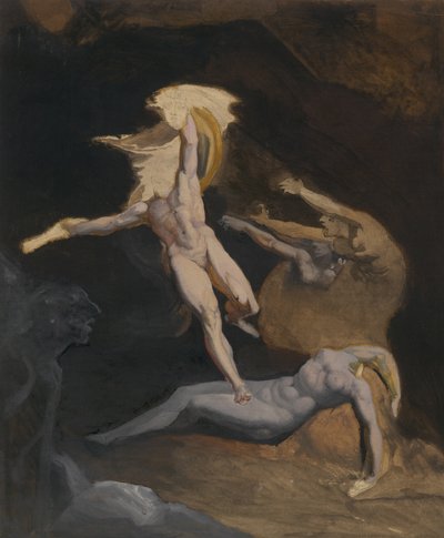Perseus Slaying the Medusa (olje- og oljevask, over grafitt med innslag av penn og svart blekk, på brunfarget papir, lagt ned på off-white japansk papir) av Henry (1741 1825) (attr.to) Fuseli