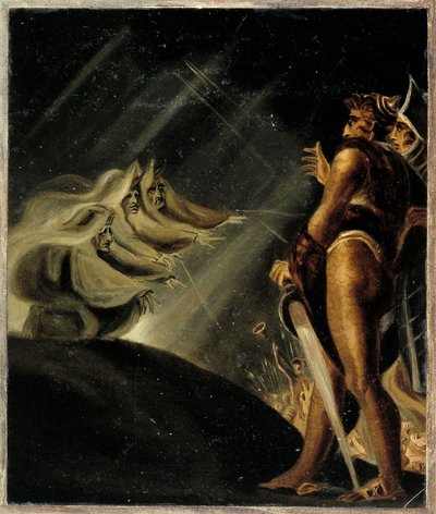 The Witches Floating Above Macbeth and Banquo - av Fussli (Fuseli), Johann Heinrich av Henry  Fuseli