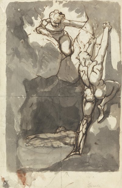 Studie for "Finding of the Body of Bassanio" av Henry  Fuseli