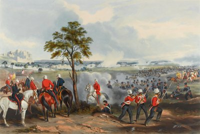 Slaget ved Goojerat, 21. februar 1849 (akvatint, farget) av Henry (after) Martens