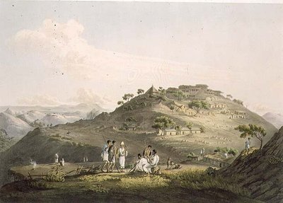 Byen Dixan i Abessinia, gravert av Daniel Havell (1785-1826) 1809 (akvatint) av Henry (after) Salt