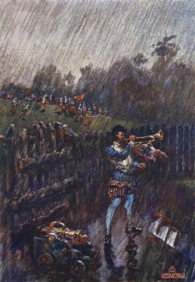 En alarm, for sent! (farge litho) av Henry (after) Sandham