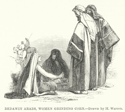 Beduin-arabere, kvinner som maler mais (gravering) av Henry (after) Warren