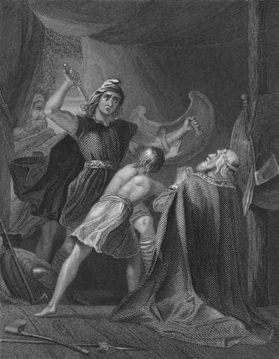 Døden til Brian Boru, Irlands høykonge, i slaget ved Clontarf av Henry (after) Warren