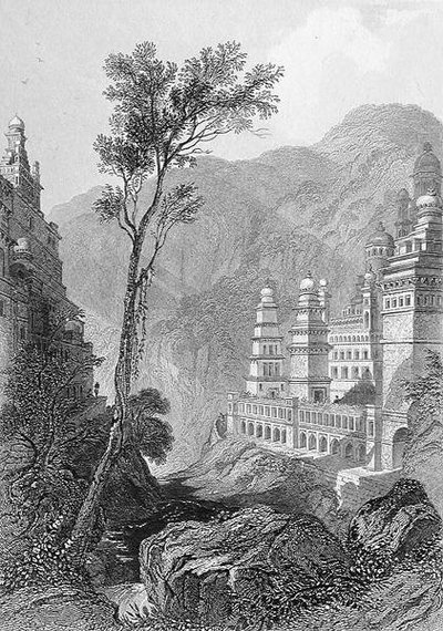 Jain Temples, Muktagerri, gravert av Finden, fra 
