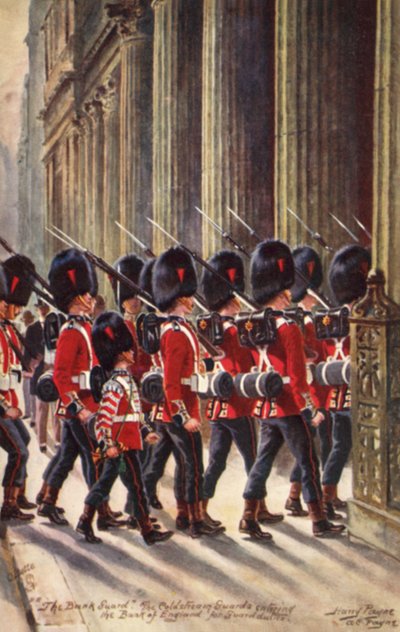 Coldstream-vakter går inn i Bank of England for vakthold av Henry A. Payne