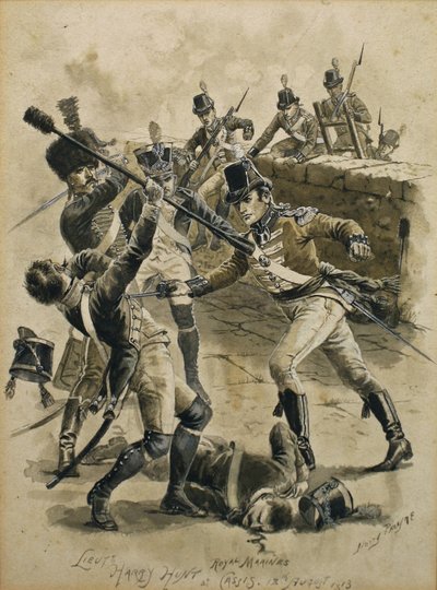 Løytnant Harry Hunt Royal Marines ved Cassis 18. august 1813 av Henry A. Payne