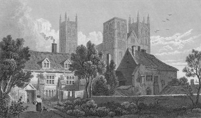 Canterbury katedral. Kent, c1831 av Henry Adlard