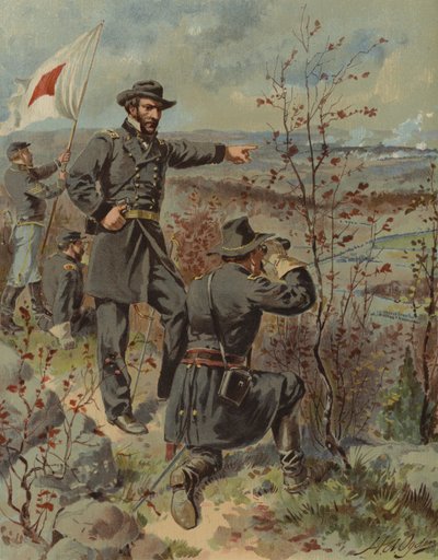 General Sherman ved Kenesaw Mountain, Georgia, amerikansk borgerkrig, 4. oktober 1864 (chromolitho) av Henry Alexander (after) Ogden