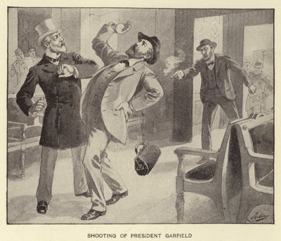 Skyting av president Garfield (litho) av Henry Alexander (after) Ogden