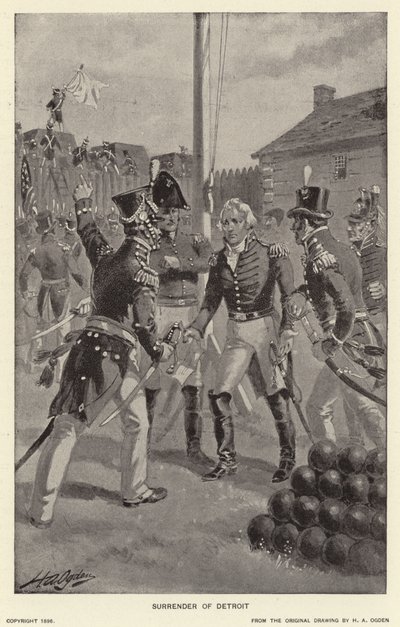 Overgivelse av Detroit (litho) av Henry Alexander (after) Ogden